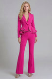 Black 2 Piece Notched Lapel Double Breasted Prom Suits with Ruffles