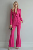 Peak Lapel Blue Double Breasted 2 Piece Women Prom Suits