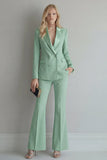 Peak Lapel Blue Double Breasted 2 Piece Women Prom Suits