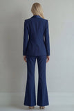 Peak Lapel Blue Double Breasted 2 Piece Women Prom Suits