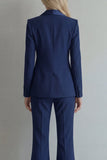 Peak Lapel Blue Double Breasted 2 Piece Women Prom Suits