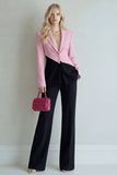 Black Pink Patchwork Single Breasted 2 Piece Notched Lapel Prom Suits