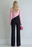 Black Pink Patchwork Single Breasted 2 Piece Notched Lapel Prom Suits