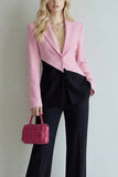 Black Pink Patchwork Single Breasted 2 Piece Notched Lapel Prom Suits