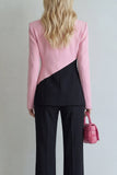 Black Pink Patchwork Single Breasted 2 Piece Notched Lapel Prom Suits