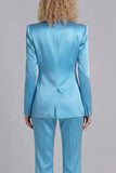 Blue Peak Lapel Single Breasted 2 Piece Women Prom Suits