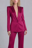 Blue Peak Lapel Single Breasted 2 Piece Women Prom Suits