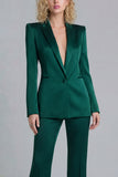 Blue Peak Lapel Single Breasted 2 Piece Women Prom Suits