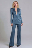 Blue Peak Lapel Single Breasted 2 Piece Women Prom Suits