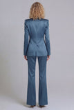 Blue Peak Lapel Single Breasted 2 Piece Women Prom Suits