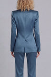 Blue Peak Lapel Single Breasted 2 Piece Women Prom Suits