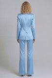 Blue Peak Lapel Single Breasted 2 Piece Women Prom Suits