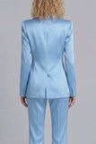 Blue Peak Lapel Single Breasted 2 Piece Women Prom Suits