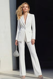 2 Piece White Peak Lapel Single Breasted Slim Fit Work Suits