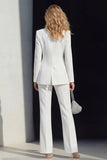 2 Piece White Peak Lapel Single Breasted Slim Fit Work Suits