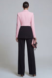 Black Pink 2 Piece Peak Lapel Women Business Suits