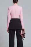 Black Pink 2 Piece Peak Lapel Women Business Suits