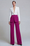 Black Pink 2 Piece Peak Lapel Women Business Suits