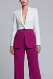 Black Pink 2 Piece Peak Lapel Women Business Suits