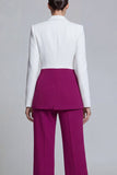 Black Pink 2 Piece Peak Lapel Women Business Suits