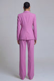 Purple 2 Piece Peak Lapel Women Work Suits