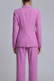 Purple 2 Piece Peak Lapel Women Work Suits