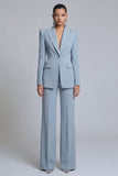 Grey Blue Peak Lapel 2 Piece Women Suits