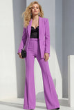 Purple Shawl Lapel 2 Piece Women Suits