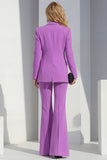 Purple Shawl Lapel 2 Piece Women Suits