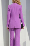 Purple Shawl Lapel 2 Piece Women Suits