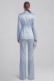 Blue 2 Piece Peak Lapel Double Breasted Women Suits