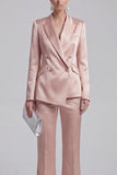 Blue 2 Piece Peak Lapel Double Breasted Women Suits
