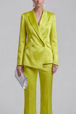 Blue 2 Piece Peak Lapel Double Breasted Women Suits