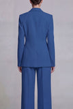 Dark Blue Notched Lapel Single Breasted 2 Piece Wide Leg Prom Suits