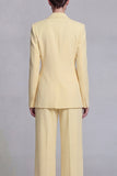 Dark Blue Notched Lapel Single Breasted 2 Piece Wide Leg Prom Suits
