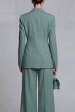 Blue 2 Piece Wide Leg Double Breasted Peak Lapel Prom Suits