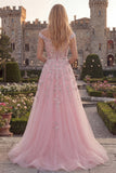 Off the Shoulder  Blue A-Line Corset Tulle Long Prom Dress with Beading