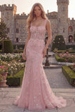 Sparkly Blue Mermaid Sheer Corset Long Prom Dress with Beading