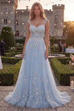 Sparkly Blush A-Line Beaded Sequin Long Prom Dress