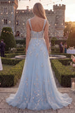 Sparkly Blush A-Line Beaded Sequin Long Prom Dress
