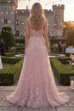 Sparkly Blush A-Line Beaded Sequin Long Prom Dress