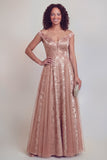 Navy Floral A Line Long Mothe of the Bride Dress