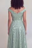 Navy Floral A Line Long Mothe of the Bride Dress