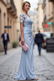 Blush One Shoulder Sheath Ruched Long Mother Of the Bride Dress with 3D Flowers