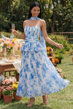 A-Line Dusty Sage Strapless Pleated Ruffled Chiffon Dress with a Neck Scarf