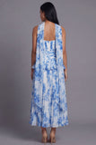 A-Line Dusty Sage Strapless Pleated Ruffled Chiffon Dress with a Neck Scarf