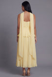 A-Line Dusty Sage Strapless Pleated Ruffled Chiffon Dress with a Neck Scarf