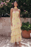 Chiffon White Pink Flower Strapless Sheath Ruffled Long Floral Dress with Neck Scarf