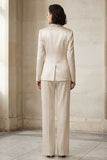 2 Piece Blue Single Breasted Peak Lapel Women Suits with Pockets