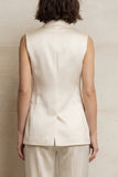 Blue 2 Piece Single Breasted Peak Lapel Sleeveless Women Suits
